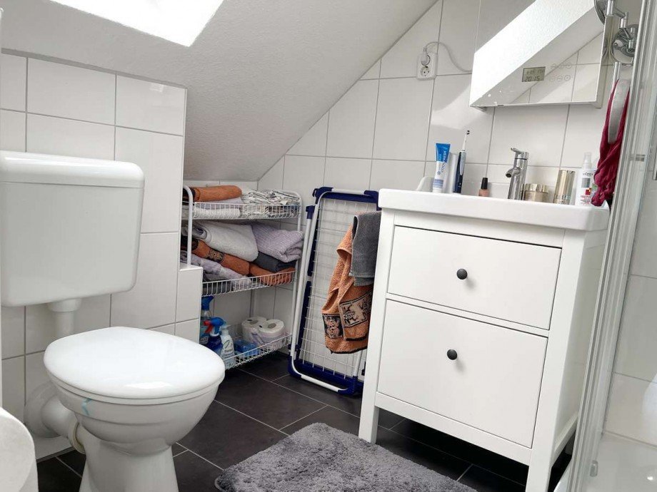 links: Bad mit Dusche Mehrfamilienhaus Bochum