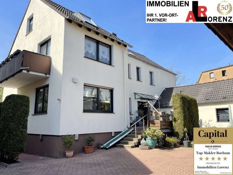 Zukunftsorientierte Wertanlage. Bochum Mehrfamilienhaus LORENZ-Angebot in Bochum: Gepflegtes Mehrfam.-haus mit 4 WE + 6 Garagen + kl. Hinterhof-Werkstatt.