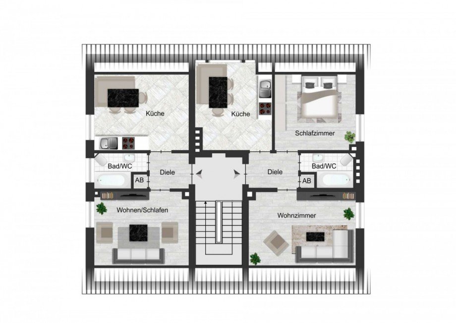 2. OBERGESCHOSS - ca. 36 + 50 m� Mehrfamilienhaus Bochum-Wattenscheid
