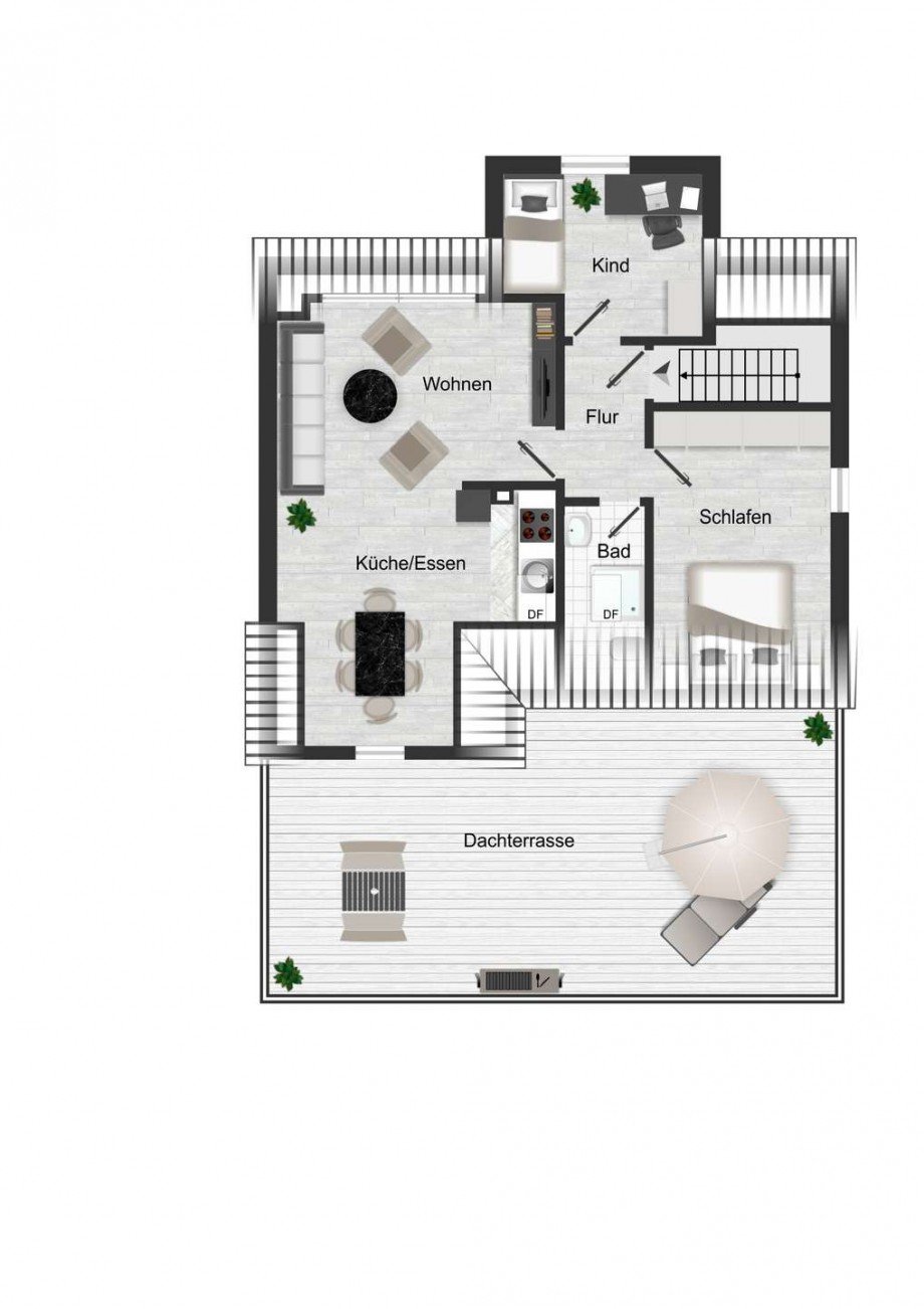 Gro�z�gige 2 1/2-R.-W. mit ca. 40 m� Terrasse. Zweifamilienhaus Bochum