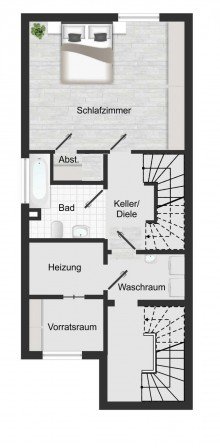 SOUTERRAIN zu WE 1: LORENZ-Angebot in Linden: Solides 3-Fam.-REH auch zur Anlage! EG-Maisonette sowie DG-Wohnung frei.