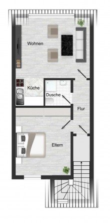 im DACHGESCHOSS: LORENZ-Angebot in Linden: Solides 3-Fam.-REH auch zur Anlage! EG-Maisonette sowie DG-Wohnung frei.