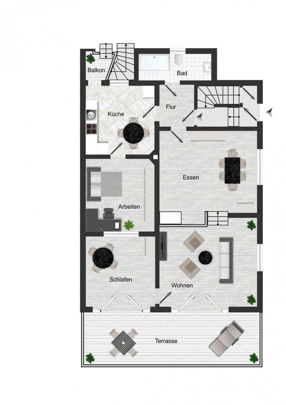 Die ERDGESCHOSS-Etagen-Wohnung. Zweifamilienhaus Bochum