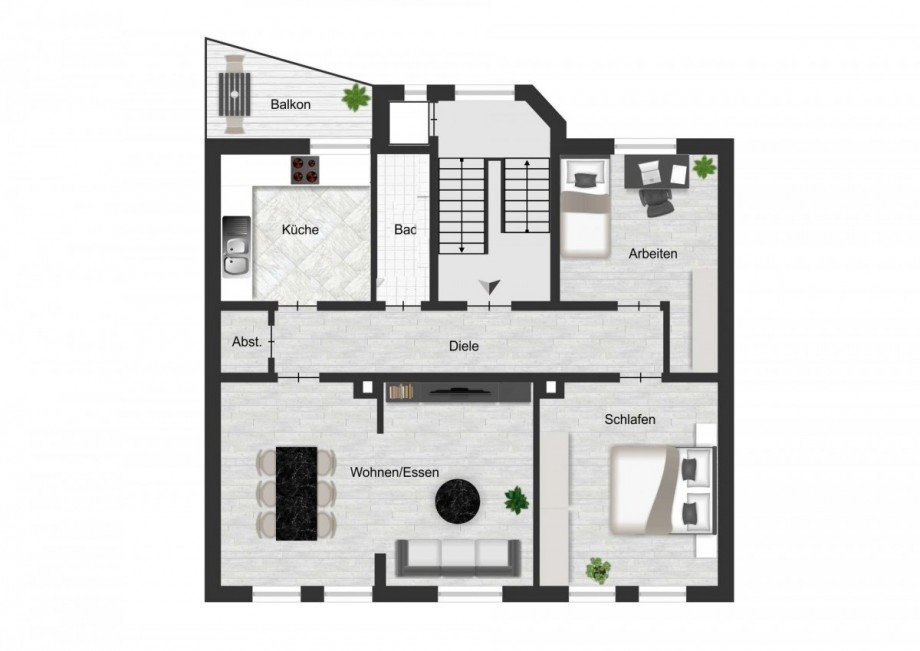 Gro�z�giger Grundriss. Wohnung Bochum-Wattenscheid