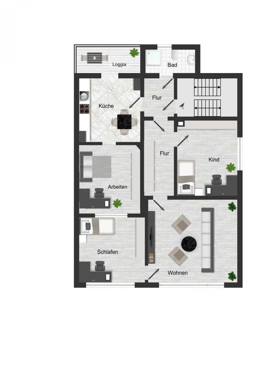 Die OBERGESCHOSS-Etagenwohnung. Zweifamilienhaus Bochum
