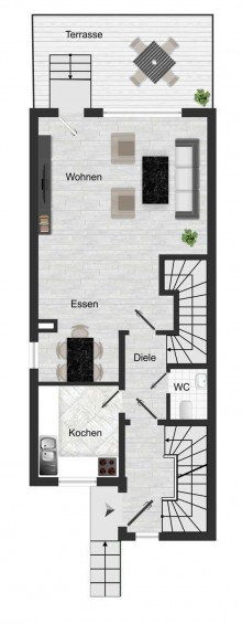 WE 1 -  ERDGESCHOSS-Maisonette: LORENZ-Angebot in Linden: Solides 3-Fam.-REH auch zur Anlage! EG-Maisonette sowie DG-Wohnung frei.