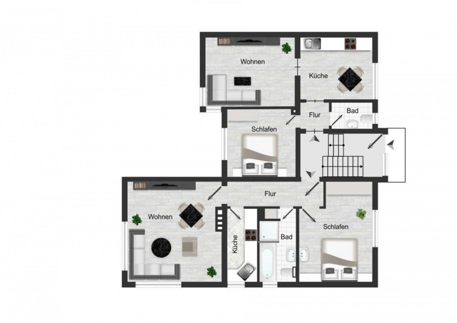 2 WE im OG mit 60 + 45 m� + Teil Spbd. Mehrfamilienhaus Bochum