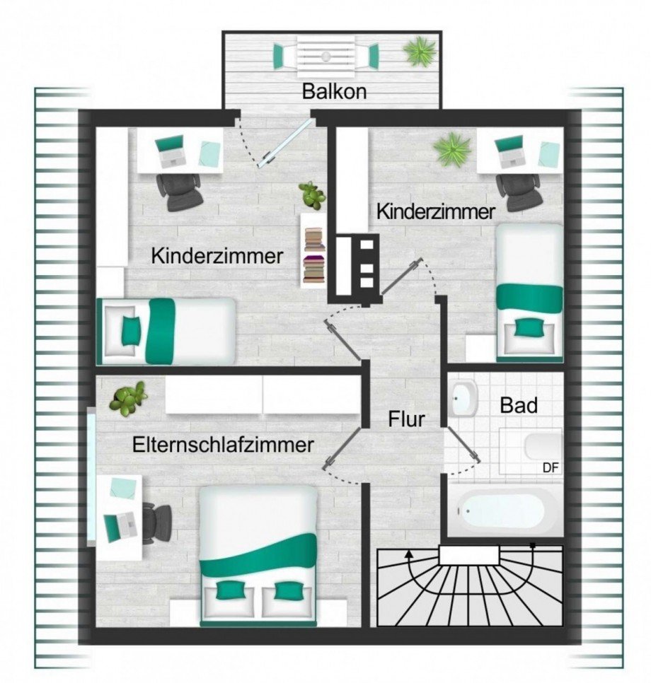 3 Schlafr�ume im Ober-/Dachgeschoss. Doppelhaush�lfte Essen