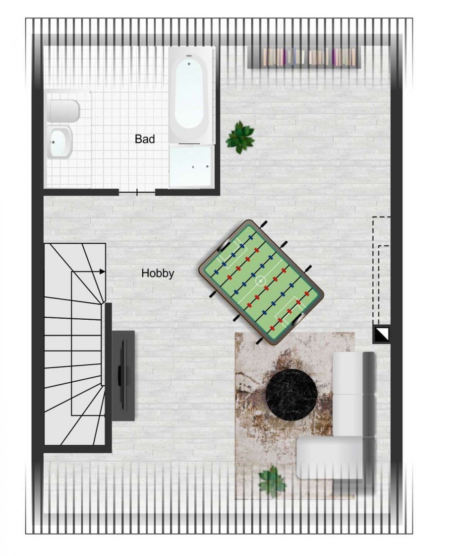 Spitzboden = Dachgeschoss. Reihenmittelhaus Bochum
