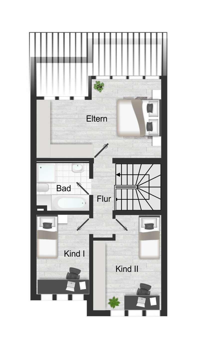 DAS OBERGESCHOSS Reihenmittelhaus Bochum