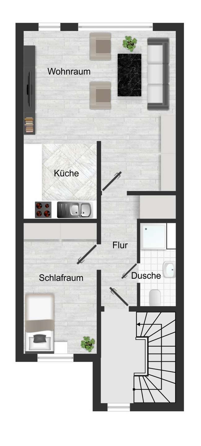 im 1. OBERGESCHOSS: Reiheneckhaus Bochum