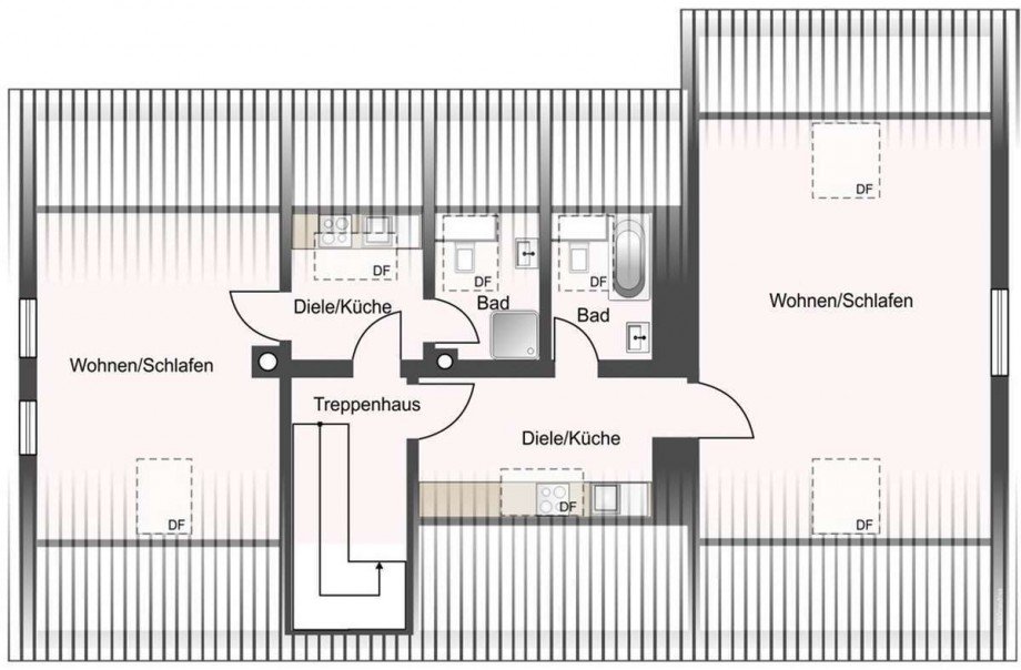 im Dachgeschoss (3+ 4). Mehrfamilienhaus Bochum
