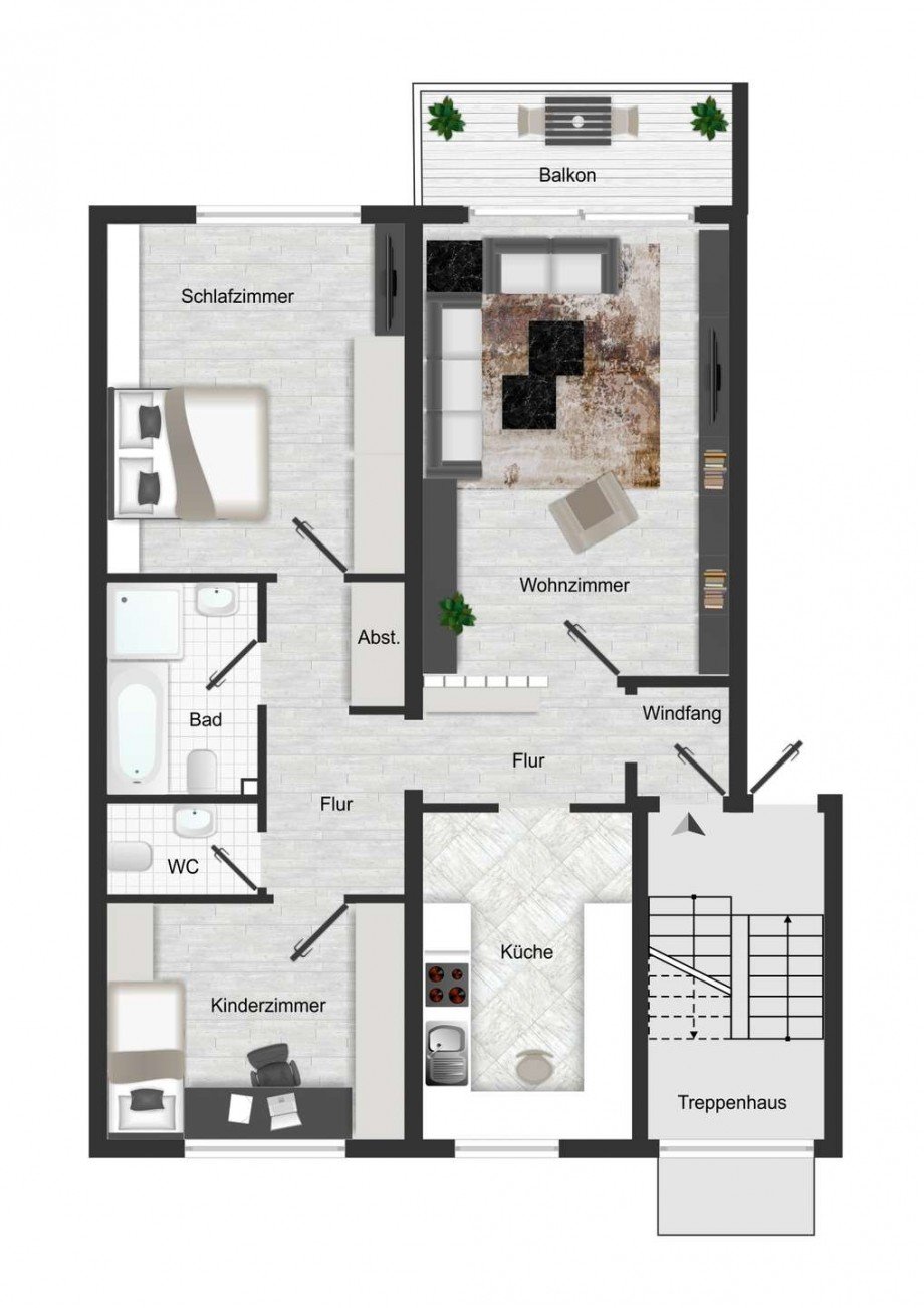 Familienfreundlicher Grundriss. Wohnung Bochum-Wattenscheid
