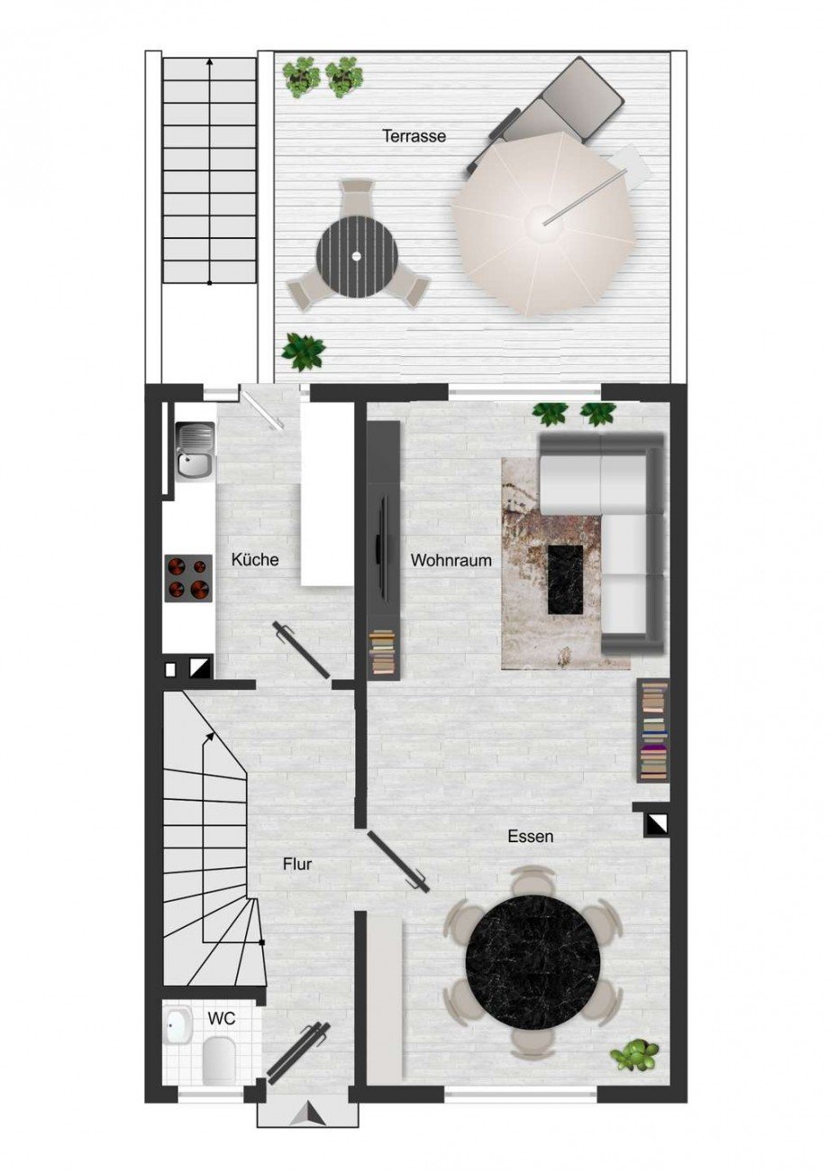 DAS ERDGESCHOSS Reihenmittelhaus Bochum