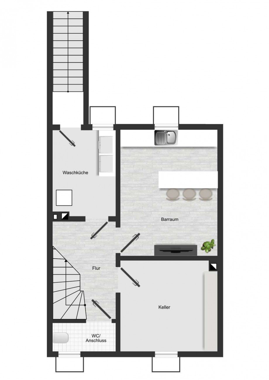 auch zum KELLERGESCHOSS Reihenmittelhaus Bochum